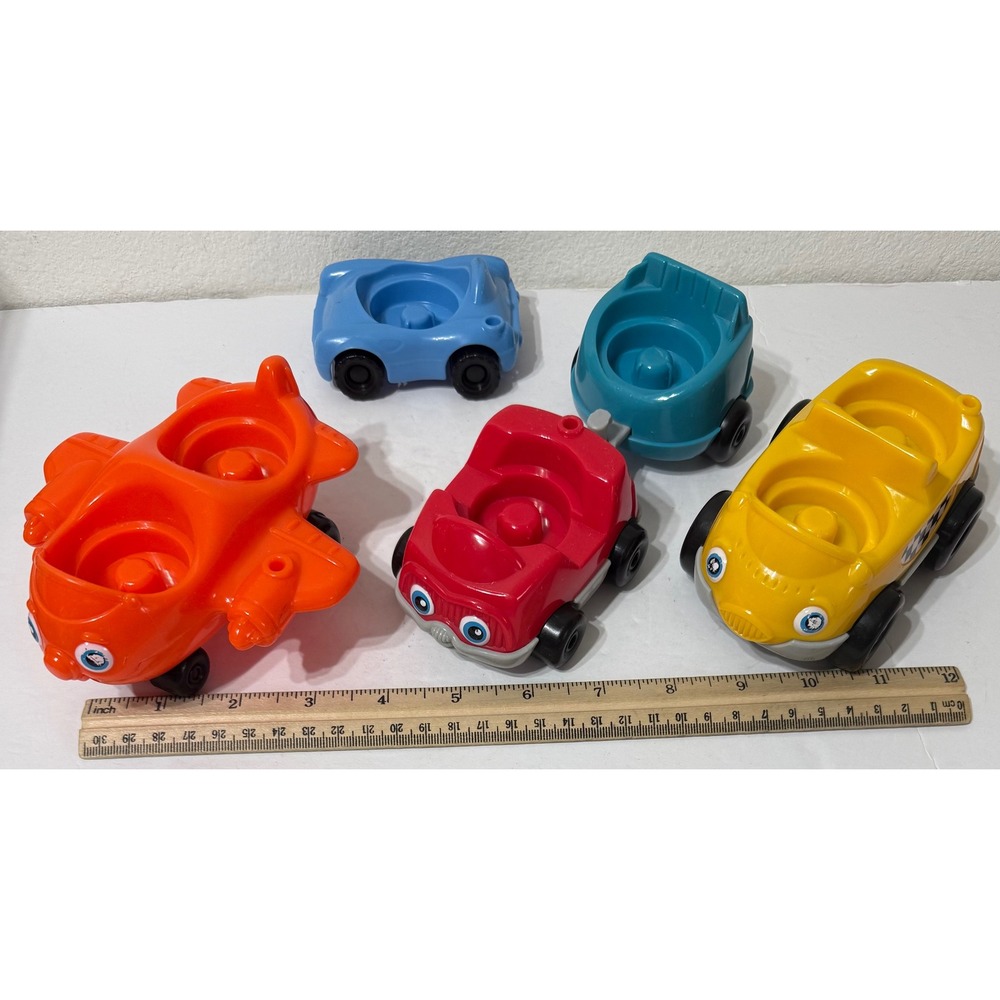 Vintage FisherPrice Little People Vehicle LOT Airplane Taxi Cars Trailer 5pc Set